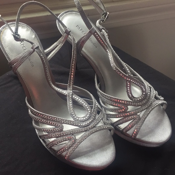 Papell Studio Shoes - Papell Studio Strappy Silver Gray Grey Stiletto Sz 8